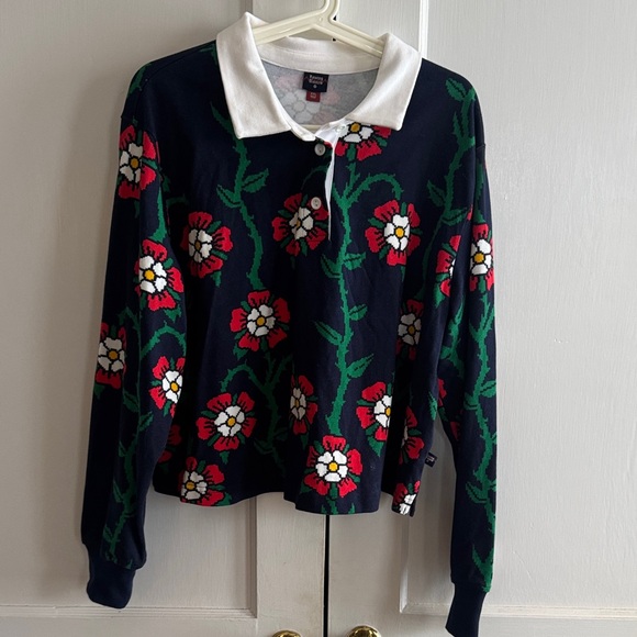 Rowing Blazers Tops - Floral Collared Jersey / Sweater